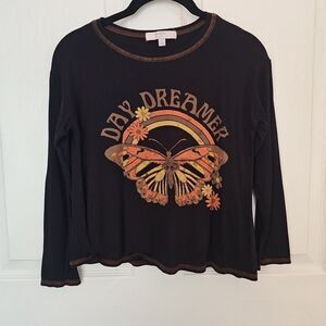 Moa Moa Girls Long Sleeve Tee Day Dreamer Butterfly Medium